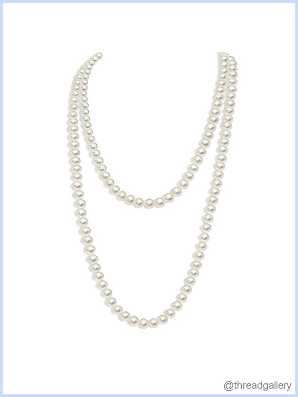 Faux White Pearl Multi Strand Layered Necklace 47in 1920s Bridal